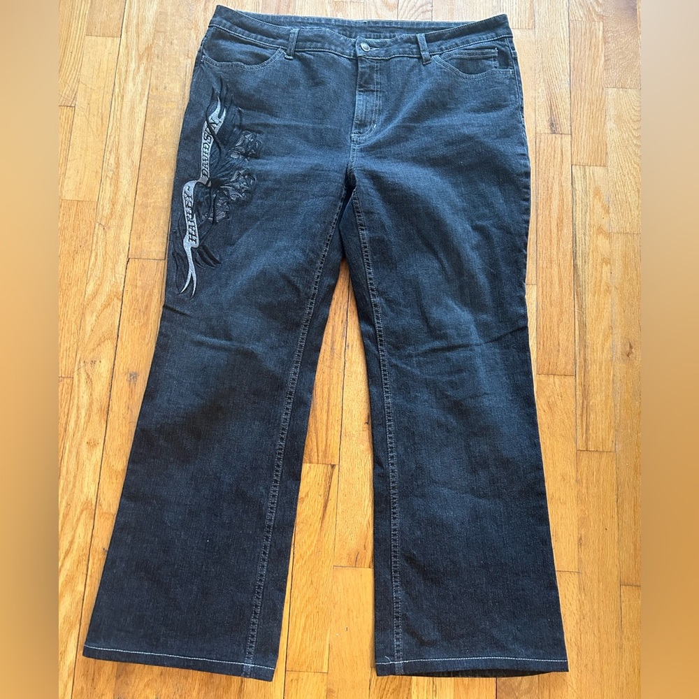 Authentic Harley Davidson Straight Leg Black Denim Jeans Size 18